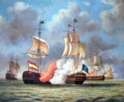 Batalla naval entre galeón español y corsarios